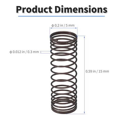 10pcs Compression Spring, 0.012" Dia, 0.2" OD, 0.59" Length - size: 10 pcs 0.3*5*15mm