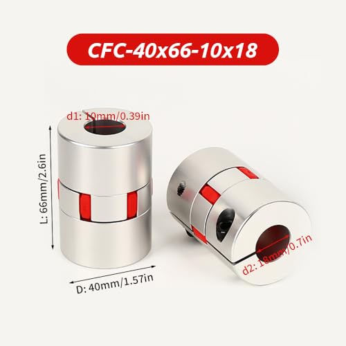 10mm to 18mm Plum Flexible Shaft Coupling, Diameter 40mm Length 66mm Aluminium Motor Connector Flexible Spider Coupler for 3D Printer CNC Machine Servo Stepped Motor - size: CFC-40x66-10x18