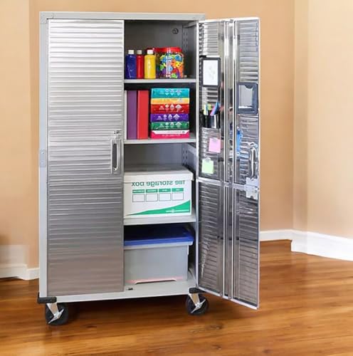 Heavy-Duty Storage Cabinet with Roller Doors, Rolling Casters (Granite Grey, 36" W x 18" D x 72" H) - color: Granite Grey, size: 36" W x 18" D x 72" H