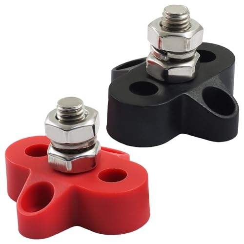 Bonsicoky 12V 250A Power Distribution Block Bus Bar, 2 Pcs M8 Stud - size: M8
