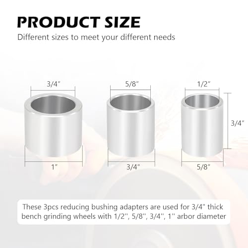 Aluminum Bench Grinder Reducing Bushing Arbor Adapter, 3/4" Thick, 3 Kits - style: 3/4" Thick-3 Piece