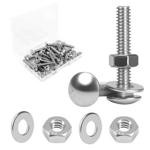 1/4-20 x 1-1/2" Carriage Bolt Kit 20 Sets, 304 Stainless Steel Coach Bolts - size: 1/4-20 x 1-1/2" (20 Sets)