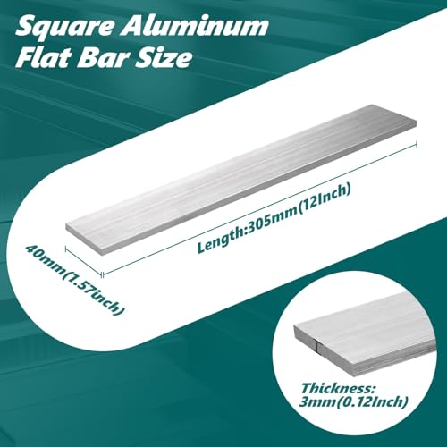 2Pcs Square Aluminum Flat Bar, 1/8" Thickness x 1.6" Width x 12" Length 6061 Aluminum Flat Plate, 3 x 40 x 305mm Solid New Mill Stock for DIY & Industrial Applications - size: 3x40x305mm, style: 2 pieces