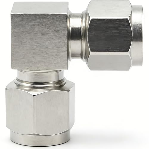 Stainless Steel 304 Compression 90 Degree Elbow 1/8" OD x 1/8" OD Tube Fitting with Double Ferrule, Pack of 2 - size: 1/8" OD