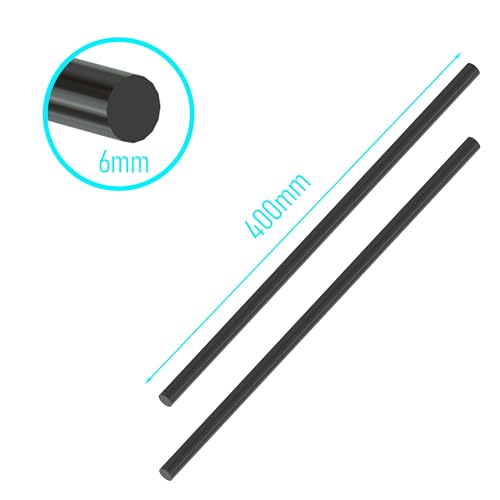 2Pcs Carbon Fiber Rod, 6mm x 400mm - size: 6mm x 400mm-2PC