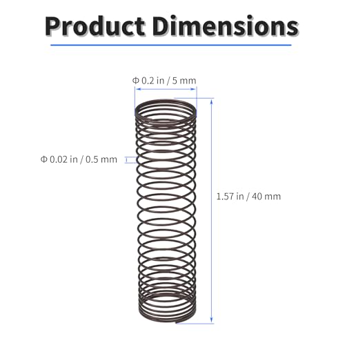 5pcs Compression Spring, 0.02" Dia, 0.2" OD, 1.57" Length - size: 5 pcs 0.5*5*40mm