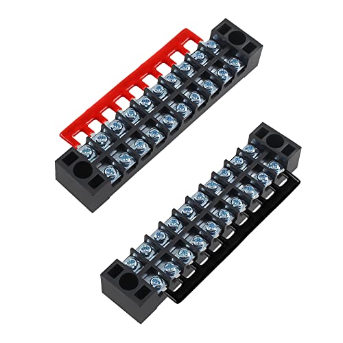 BokWin 6 Sets Screw Terminal Strip 10 Position Double Row - size: 15A 10P
