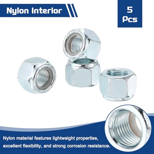 5Pcs 5/8"-18 Nylon Locking Hex Nuts CarbonSteel Blue and White - color: Blue and Whtie, size: 5/8"-18