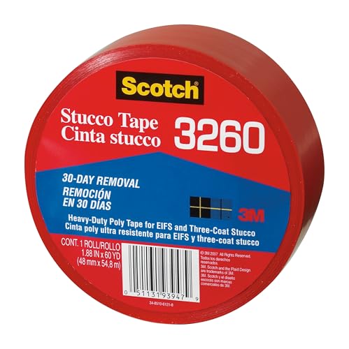 Scotch Stucco Tape, 2 Inch Wide, Red, 1 Roll - style: Stucco tape