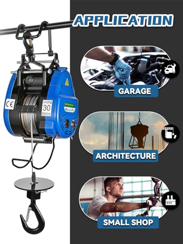 Mxmoonant Fast Electric Hoist 1100lb, Portable Indoor 98ft Cable Winch