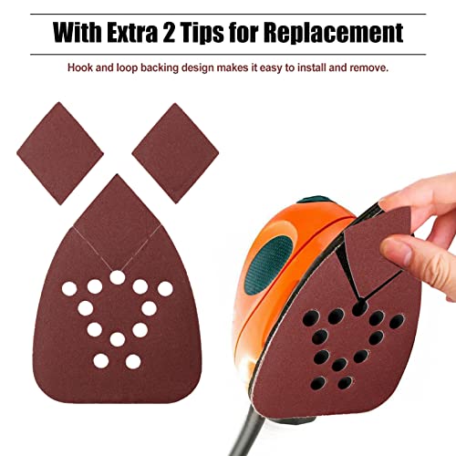 Mouse Detail Sander Sandpaper 20 Pcs, 180 Grit Hook and Loop Detail Sandpaper with 2 Replacement Tips, 12 Hole Sanding Sheets for Metal Woodworking Grinding Polishing - style: 180 Grit