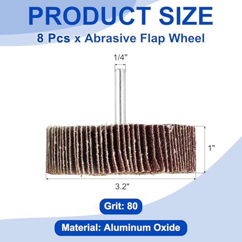 5 Pcs Abrasive Flap Wheel 3.2" Diameter 80 Grit 1/4 Shank Red - size: 3.2 Inch