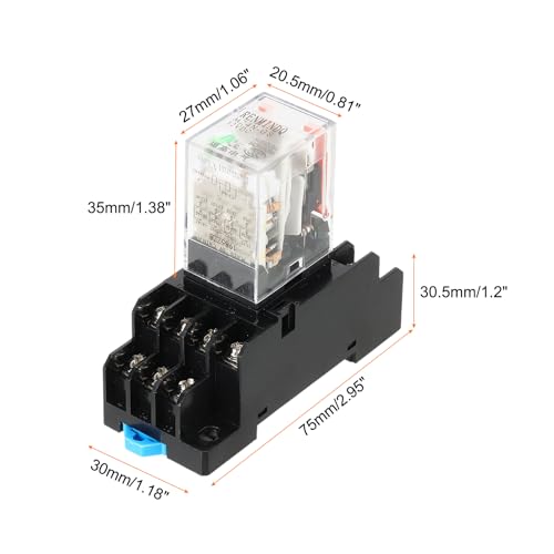MECCANIXITY 4 Set DC12V Electromagnetic Relay 14-Pin 5A DPDT 4NC 4NO