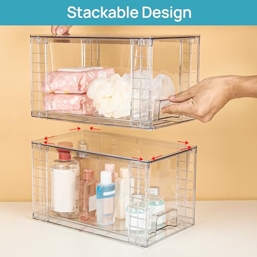 Vtopmart 4 Pack Large Stackable Storage Drawers, Clear - color: Clear( 4 Pack), size: Large