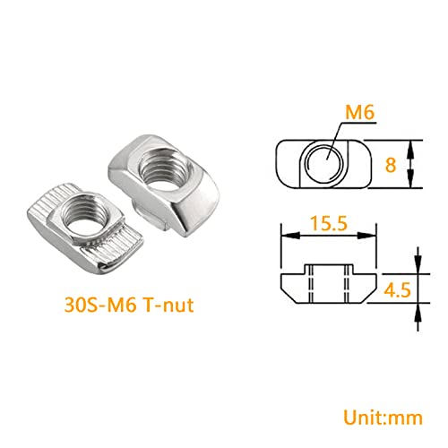 4pcs 3030 Series Aluminum Extrusion Connector Plate Set,Silver T Shape 3030 Aluminum Profile Corner Bracket Joint Plate with 20pcs T Nuts and Screws,for T Slot Aluminum Extrusion Profile - style: 4Sets T Silver with Screws