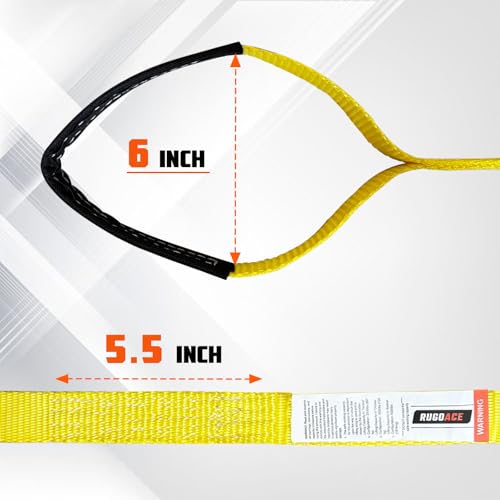 Polyester Lift Sling Web Straps 1 in x 8 ft 4000 lbs WLL 2-Pack, RUGOACE - color: 2pk yellow