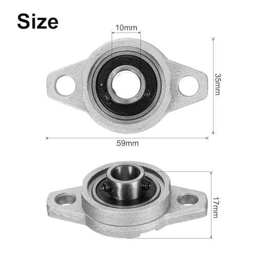 uxcell 2pcs KFL000 Pillow Block Bearings 10mm Bore Bearing Units Zinc Alloy Flange Mounted Bearing Housing, P6(ABEC3) - size: KFL000