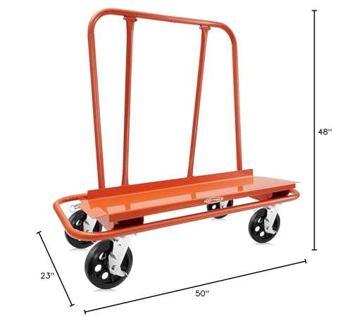 GypTool Heavy Duty Drywall Sheet Cart & Panel Dolly with 4 Swivel Wheels - Orange