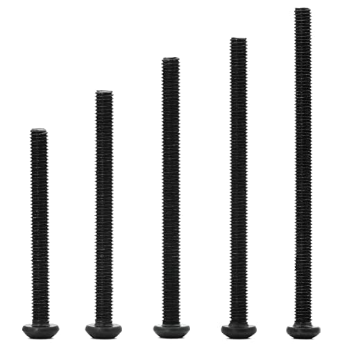 M4 x 30mm 35mm 40mm 45mm 50mm Button Head Socket Cap Screws Bolts, 10.9 Grade Alloy Steel Metric, Black Oxide Finish, Allen Hex Drive, Machine Fully Threaded, Assortment Kit 50PCS - size: M4 x 30/35/40/45/50mm (50PCS)