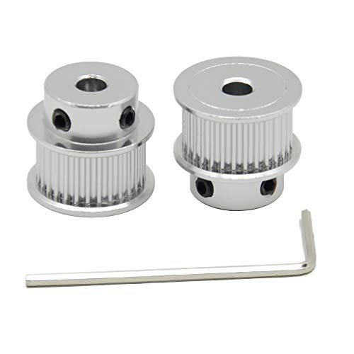 2PCs Aluminum 2GT Timing Pulley 30 Teeth Bore 5mm for 3D Printer 10mm Width 2GT Timing Belt - size: 30 teeth, style: 5mm bore, for 10mm belt