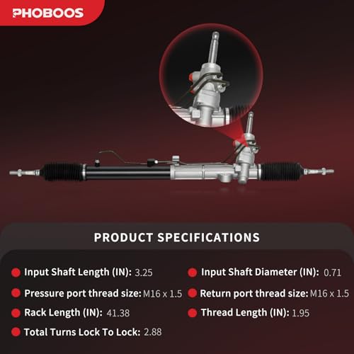 PHOBOOS Hydraulic Power Steering Rack and Pinion Assembly Compatible with Kia Forte 2010-2013, Forte5 2012-2013, Forte Koup 2010-2013, L4 2.0L, New Unit, Direct Fit, Ref.26-2449 - size: 26-2449