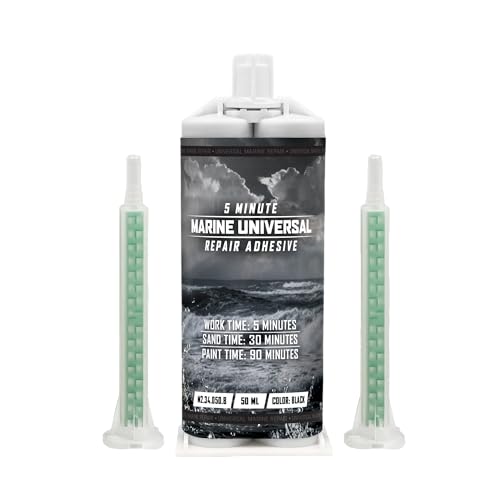 Marine Structural Adhesive 5 Minute Marine Universal Repair Adhesive Kit – Semi-Rigid Kit - 3 (50ml) Cartridges, 12 Mixing Tips & 1 Dispenser Gun