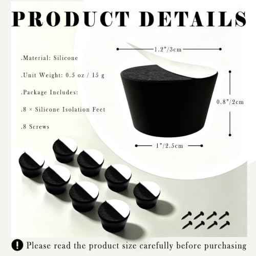 Silicone Isolation Feet Adhesive Speaker Turntable Subwoofer 8-Pack