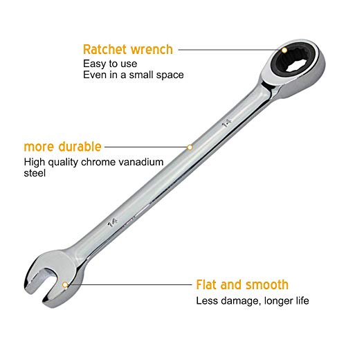 SaferCCTV Wrench Metric 14mm Ratcheting Wrench Set,Reversible Ratcheting Combination Wrench,Open Ended Ratchet - size: 14mm