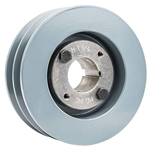 2BK50H Cast Iron 4.75" Dual Groove Pulley 2 Belt B Section 5L with 1-1/4" Sheave Bushing