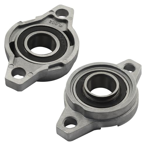 2Pcs Pillow Block Bearing, KFL002 15mm/0.59" Mounted Zinc Alloy Self Aligning Pillow Block Flange Bearing - style: 15mm/0.59"