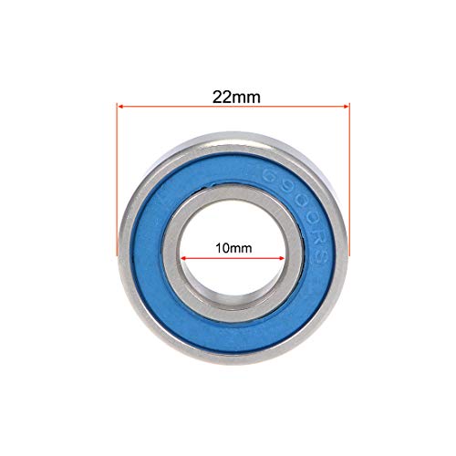 uxcell Deep Groove Ball Bearings 10mm x 22mm x 6mm Double Sealed Chrome Steel Blue Cover P6(ABEC3) 2pcs - size: 10x22x6mm
