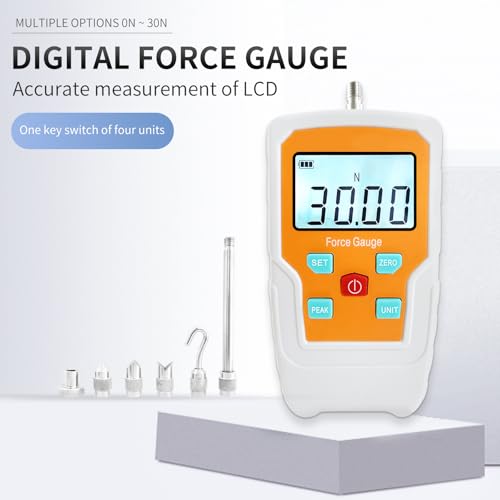 Digital Force Gauge Push and Pull Meter Dynamometer Tension Pressure Tester Thrust Meter Compression Load Plug Force Destructive Tests 30N/3kg/6.5lb/108Oz - size: 6.5LB 30N