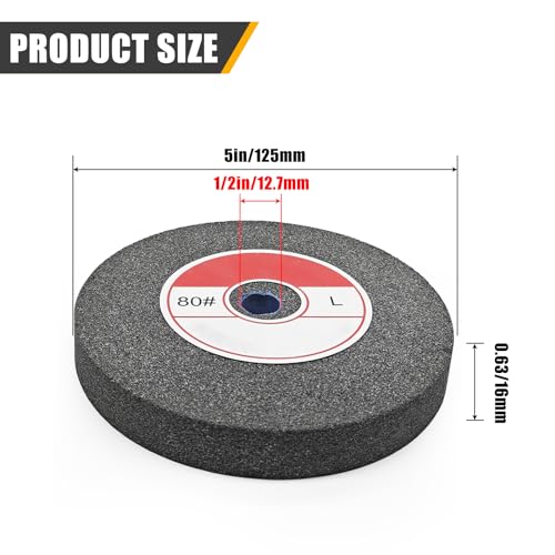 1 Piece Deburring Wheel, Bench Top and Base Grinding Wheel, 5", Suitable for Various Alloy Steels, Hardened Steels,Etc. 80Grit, 1/2" Mandrel Bore, 0.63" Thickness (Brown Corundum)