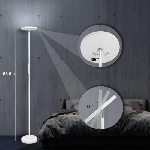 JOOFO LED Torchiere Floor Lamp with Remote, Stepless Dimmable Pearl White - color: Pearl White