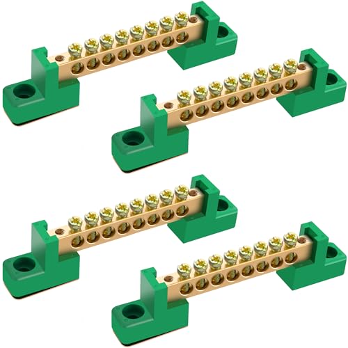 Neutral Bar, 4 Pack 8-Position Brass Terminal Block - size: 8 Position, style: grounding bus bar