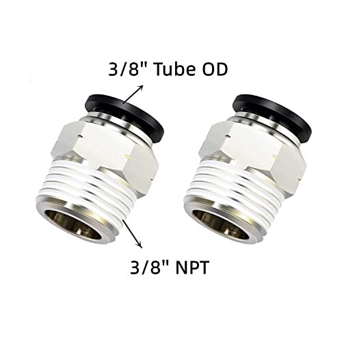 PNEUMATIC Push to Connect Fitting 3/8 Inch Tube OD x 3/8 Inch NPT Thread Male Straight Connector Air Fittings Black PC3/8-N3(Pack of 10) - color: Black, size: 0.375" OD x 0.375" MNPT