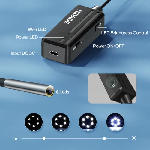 3.9mm Slim Wireless Endoscope, 2.0MP HD Inspection Camera with Light