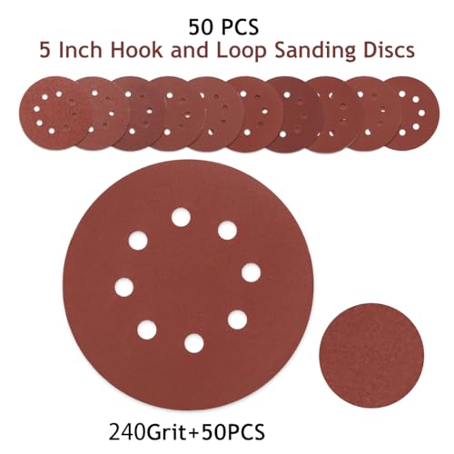 50 PCS 5 Inch 8 Hole Hook and Loop Sanding Discs 240 Grit - style: 240 Grit,50-Pack