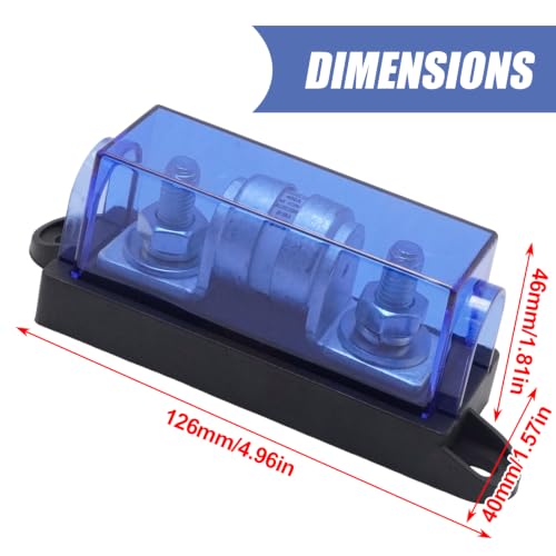 400 Amp Class T Fuse Holder, 250V DC Fuse Block, Ideal for Inverters and High-Power Applications in Automotive, Marine, and RV Settings - size: 250V 400A