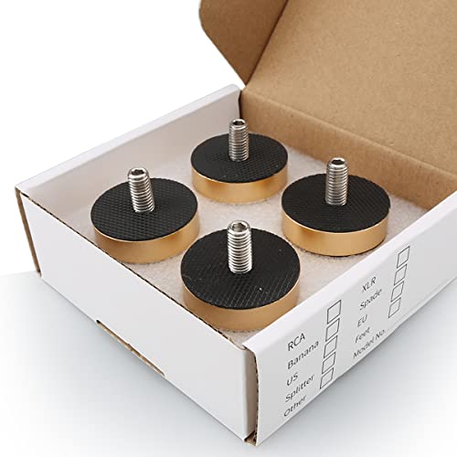 Tertullus 4 Pcs Speaker Isolation Feet Anti Vibration Pads with Stainless Steel Ball Speaker Pad Stand 39mm24mm Aluminum Absorb Shock for Hifi Equipments(Gold) - color: gold