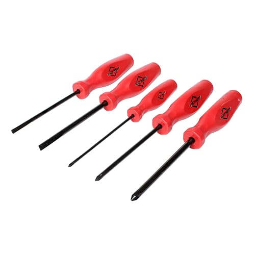 Mayhew Tools 26028C Pro Series Screwdriver Set, 5-Piece Slotted & Phillips Set, Red - size: 5-Piece Slotted & Phillips Set