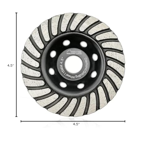 SHDIATOOL 4-1/2 Inch Turbo Row Diamond Grinding Cup Wheel for Concrete Granite Marble Masonry Brick Fits 7/8 Inch-5/8 Arbor Grit40/50 - size: 4.5 Inch, style: Turbo Rows