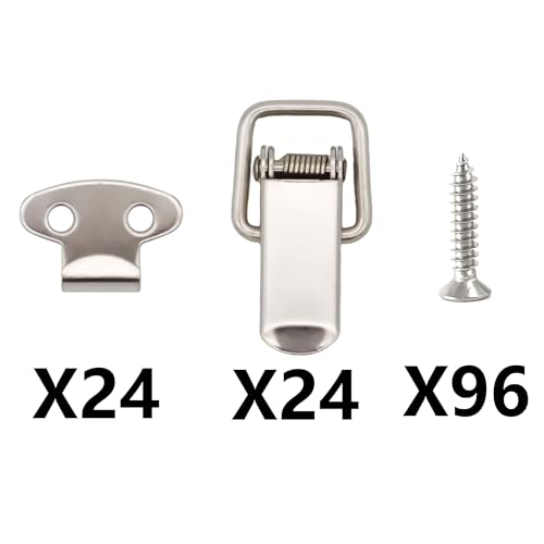 Lesnala 24 Pcs Small Stainless Steel Spring Toggle Latch for Cabinets