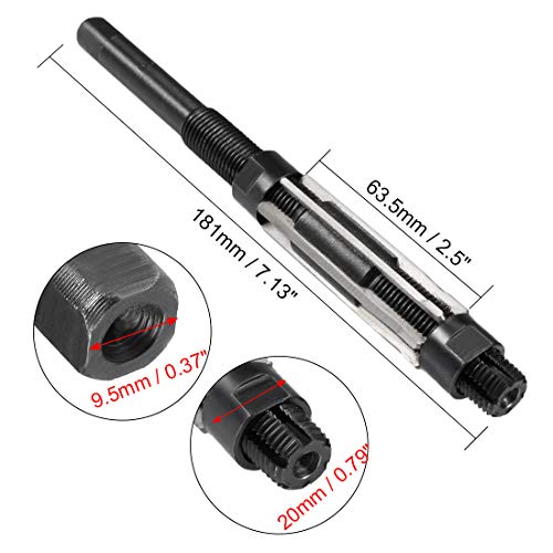 uxcell Adjustable Hand Reamer 19-21mm High Speed Steel H8 6 Straight Flutes Milling Cutter Tool Metric Reaming Drill Bit for Metal - size: 19-21mm