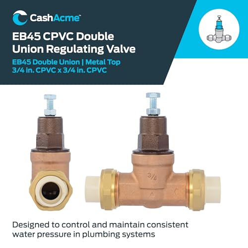 Cash Acme EB45 Pressure Regulating Valve, Double Union, 3/4 Inch CPVC, Metal Top, 60 PSI, PVA16M-DUVC-60 - size: 3/4 in., 60 PSI, style: Metal Top