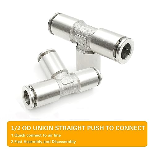 CEKER 1/2" OD Stainless Steel Quick Connect Tee Fitting, 2 Pack - size: 1/2" OD, style: TEE