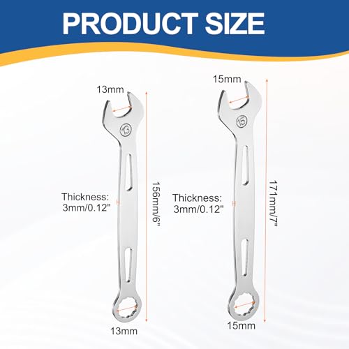 HARFINGTON 2Pcs Combination Wrench 13/15mm Metric 12-Point Box and Open End - size: 13mm/15mm