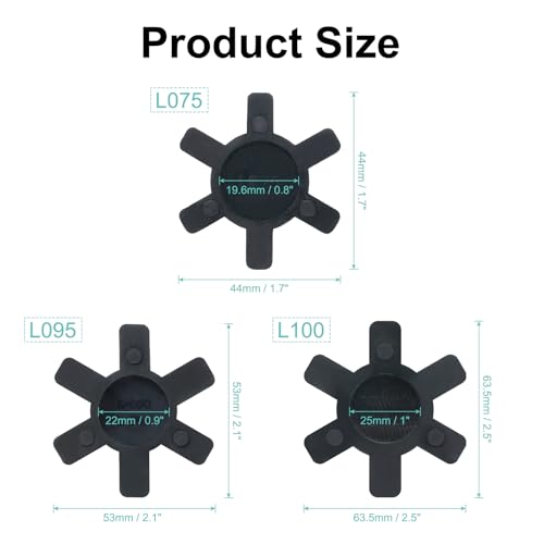 uxcell Jaw Coupling Insert L075/L095/L100 NBR Rubber Flexible Black 6pcs