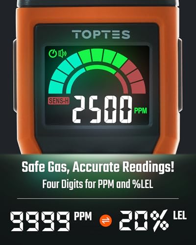 Rechargeable Gas Leak Detector, PT520B+ Natural Gas Leak Detector with a 17-inch Probe to Situate Gas Leaks for Propane, Natural Gas, Methane, LPG in RV or Home, Measuring PPM or%LEL - Orange - size: PT520B+ Type-C Rechargeable