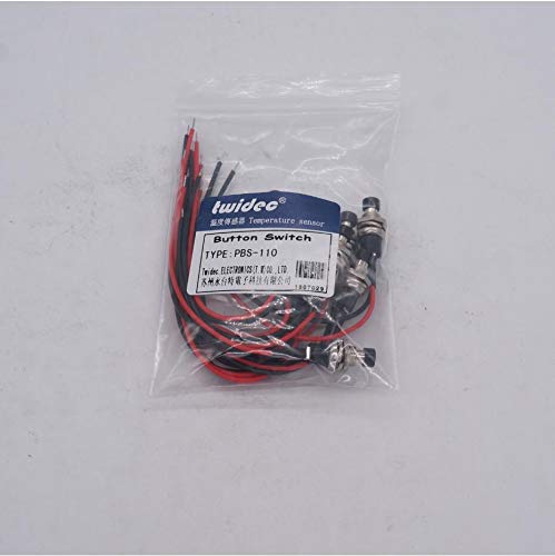 Twidec/10PCS 3V-6V-12V-24V-250V Momentary Push Button Switch 2 Pins ON/Off SPST 7mm Black Normal Open 1A Mini Round Button Switch with Pre-soldered Wires PBS-110-XBK - color: Black-7mm, size: Momentary